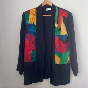 Vintage Maren Petite wearable art abstract colorful 80s shoulder pads jacket S